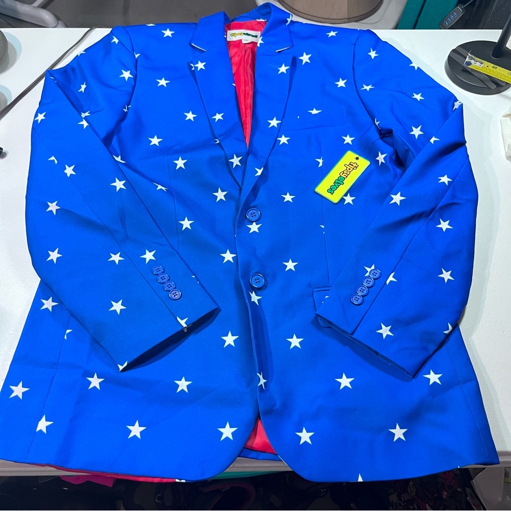 Tipsy Elves JacketBlue Star Pattern Blazer‎ Mens 40R